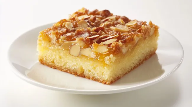 Leckeres Mandelkuchen-Stück mit krokanter Kruste