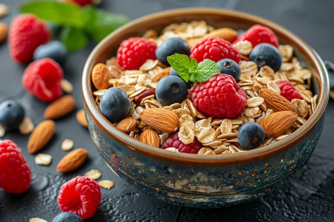 Leckeres Müsli-Frühstück mit frischen Beeren