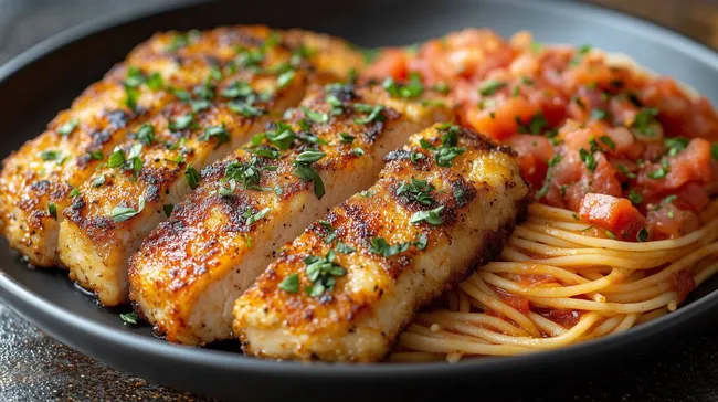 Leckeres Nudel-Gericht mit würzigem Hähnchen