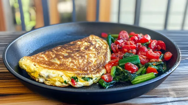 Leckeres Omelett mit frischem Gemüse