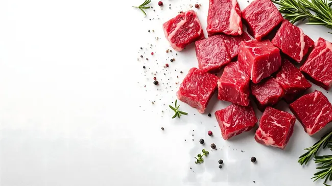 Leckeres Rindfleisch mit Gewürzen und Kräutern