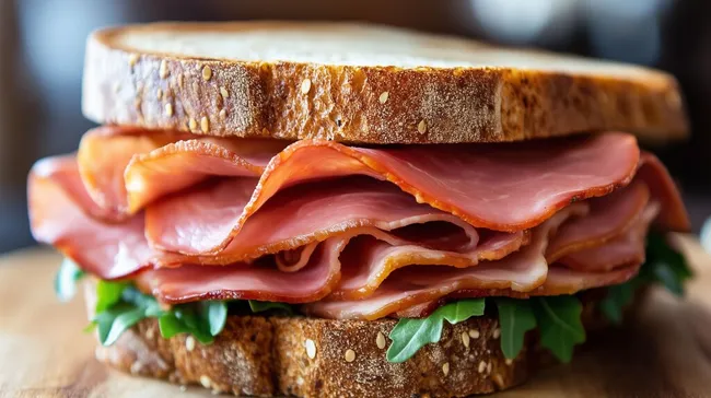 Leckeres Schinken-Sandwich mit frischem Gemüse