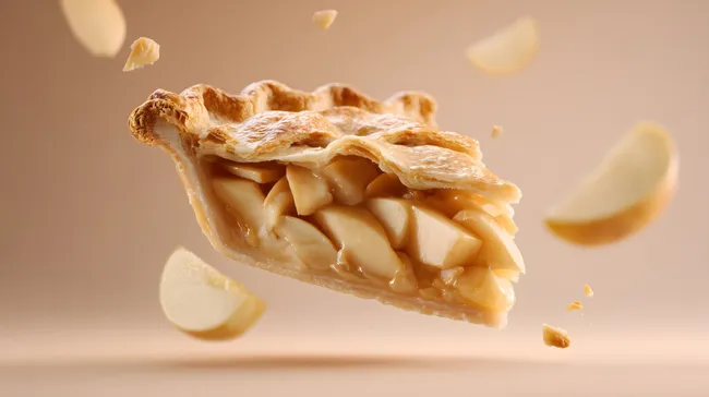 Leckeres Stück Apfelkuchen mit goldener Kruste