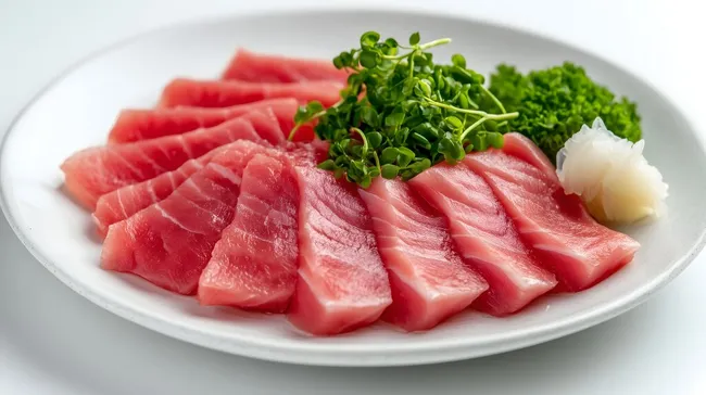 Leckeres Thunfisch-Sashimi auf modernem Teller