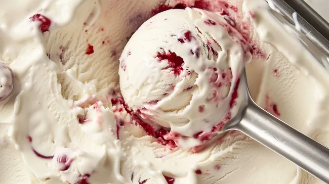 Leckeres Vanilleeis mit Himbeerstreuseln