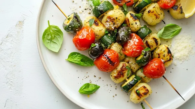 Leckeres vegetarisches Gemüsespieß-Gericht