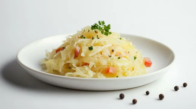 Leckeres, würziges Sauerkraut in rustikaler Schale