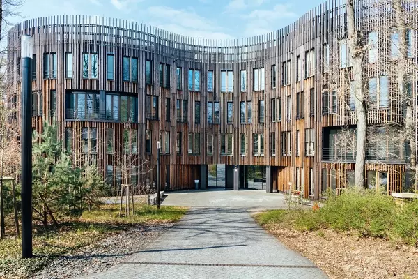 Lecture wooden building of Potsdam Institute for Climate Impact Research