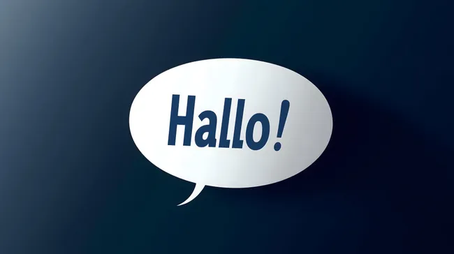 Leere Sprechblase mit Aufschrift 'Hallo!'