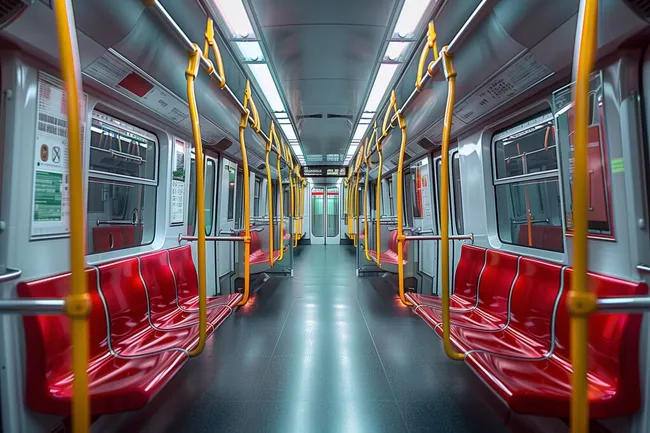 Leere U-Bahn-Waggons in modernem, minimalem Design