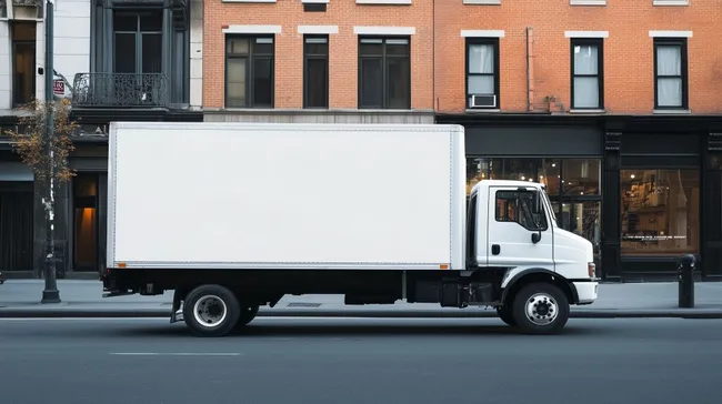 Leerer Lieferwagen als Mockup in Stadtumgebung
