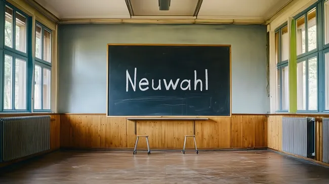 Leeres Klassenzimmer mit Tafel für Neuwahl