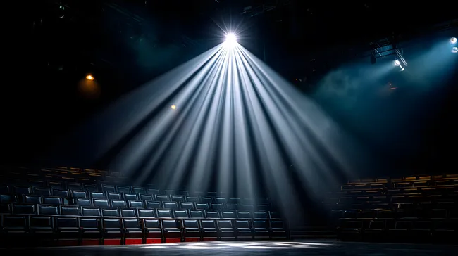 Leeres Theater mit Scheinwerfer-Beleuchtung