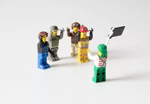 Legomanics with different work outfits on a white background