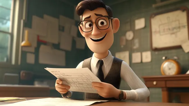 Lehrkraft gibt Schülertest in Schulklassenzimmer ab