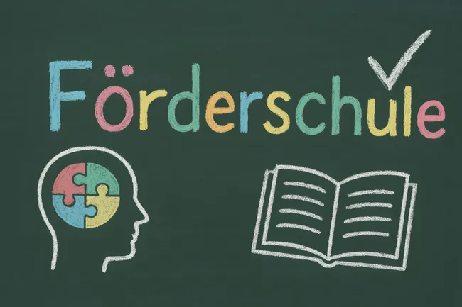 Lehrplankonzept an Förderschule mit Kreide auf Tafel