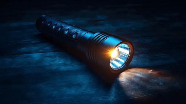 Leistungsstarke LED-Taschenlampe im Dunkeln