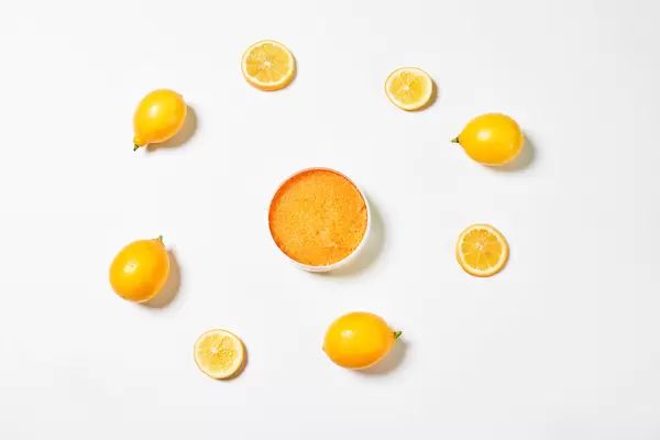 Lemon scrub with sugar, honey and olive oil