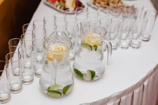 Lemon Water Glasses Served