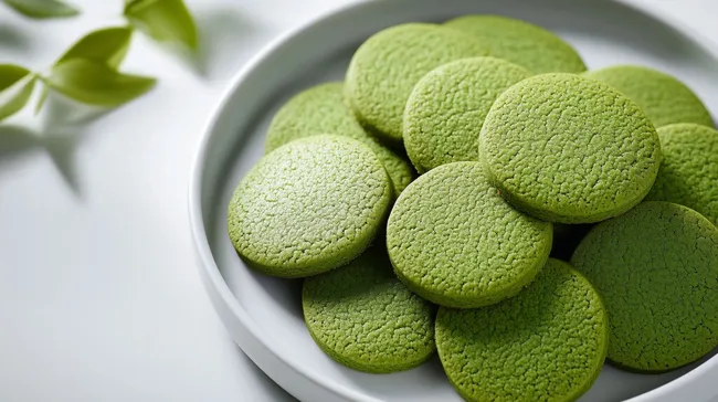 Leuchtend grüne Matcha-Kekse in Nahaufnahme