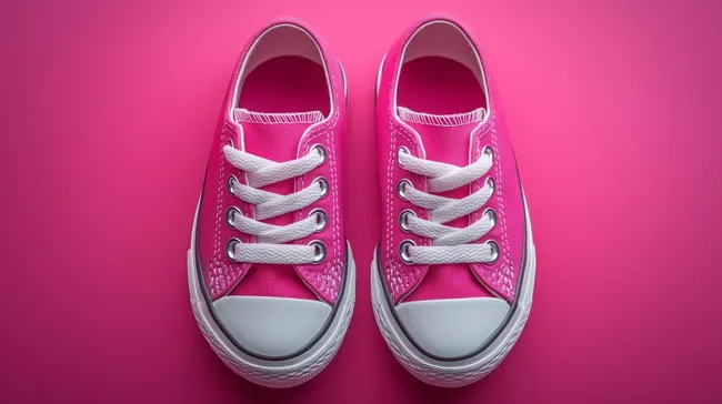 Leuchtend pinke Sneaker vor einfarbigem Hintergrund