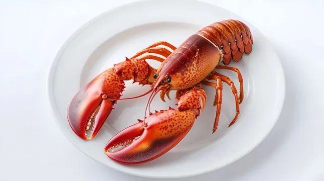 Leuchtend roter Hummer auf weißem Teller