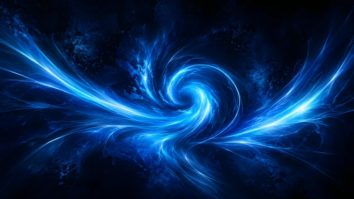 Leuchtende blaue Spirale auf dunklem Hintergrund