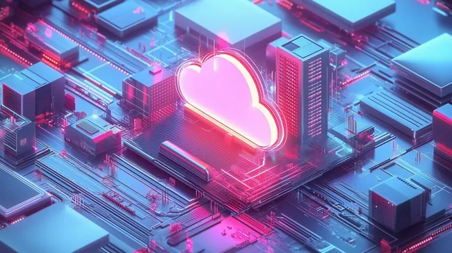 Leuchtende Cloud-Computing-Technologie in Neonfarben