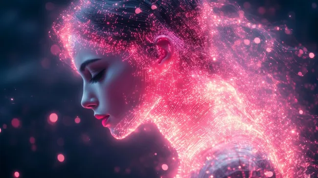 Leuchtende Cyborg-Frau - Digitale Kunst Illustration