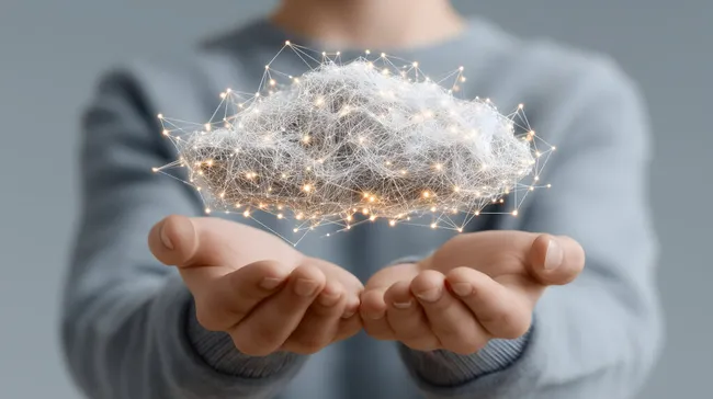 Leuchtende Datenwolke in sicherer Umgebung