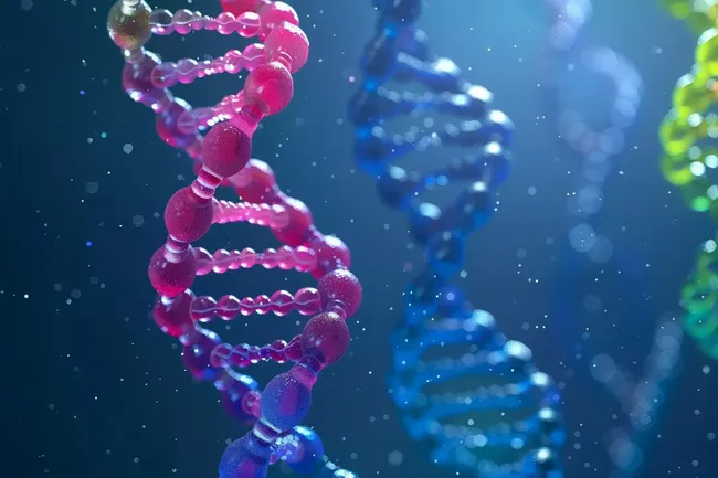 Leuchtende DNA-Helix im Neonmeer
