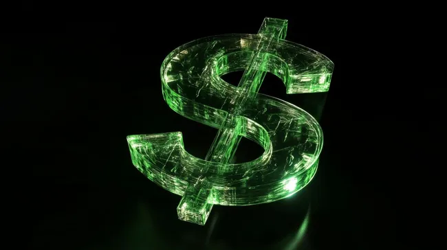 Leuchtende Dollarsymbol-Grafik auf schwarzem Hintergrund
