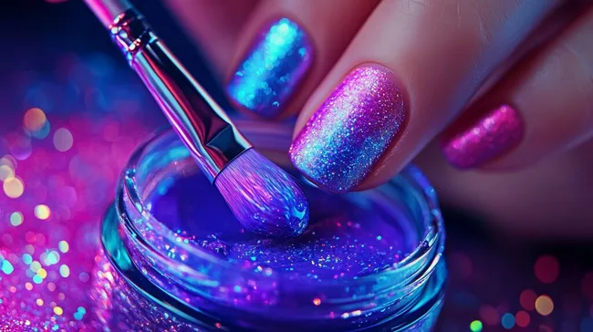 Leuchtende Glitzernägel in funkelnden Neonfarben