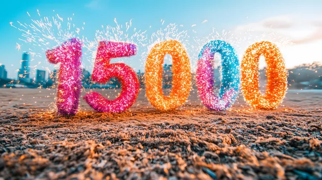 Leuchtende Jahreszahlen-Dekorationen mit Feuerwerk