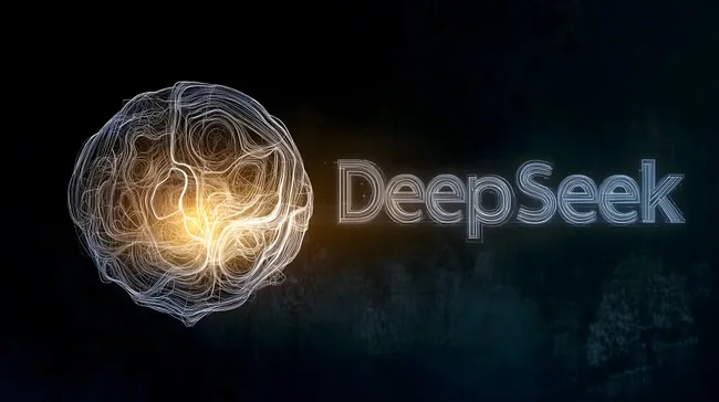 Leuchtende KI-Illustration mit Deepseek-Schriftzug