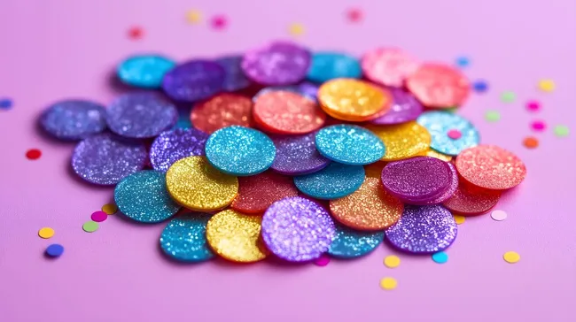 Leuchtende Konfetti in bunter Vielfalt auf rosa Hintergrund