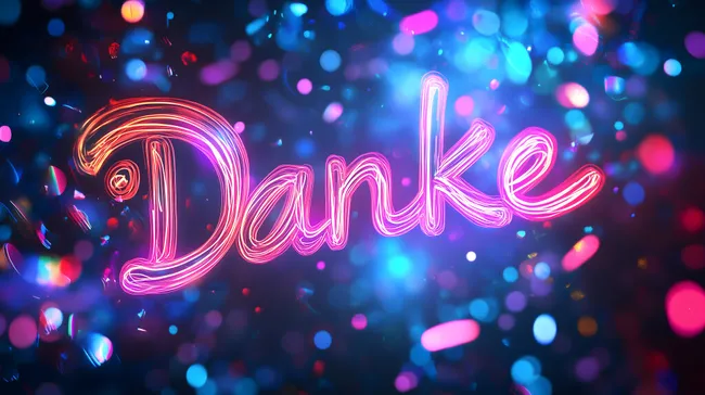 Leuchtende Neon-Danke-Botschaft in festlicher Atmosphäre