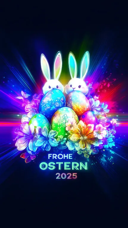 Leuchtende Ostern: Bunte Neon-Eier und süße Hasen