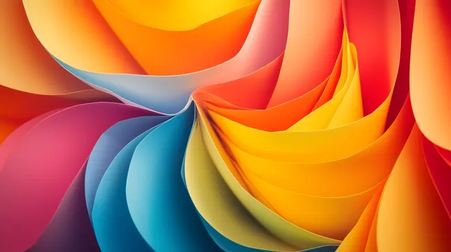 Leuchtende Papierfächer in Regenbogenfarben