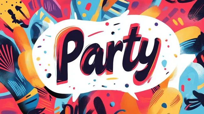 Leuchtende Party-Grafik mit abstrakten Formen