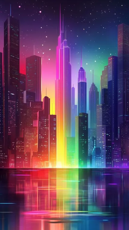 Leuchtende Skyline in urbaner Nachtstadt