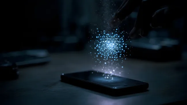 Leuchtende Smartphone-Holografie in dunkler Umgebung