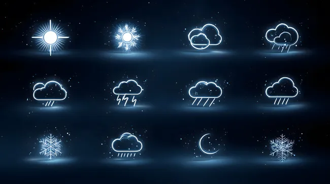 Leuchtende Wetterikonen für kreatives Webdesign
