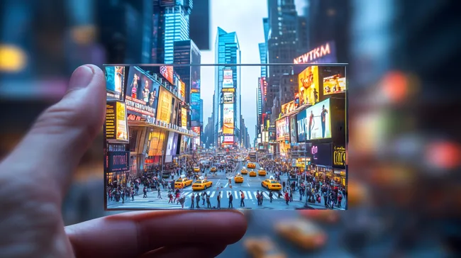Leuchtende Wolkenkratzer am Times Square in New York