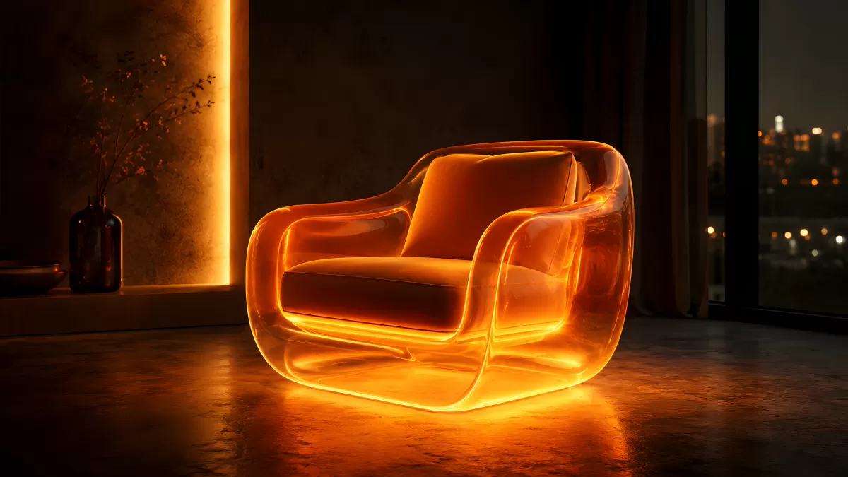 Leuchtender Designsessel aus transparentem Acrylglas