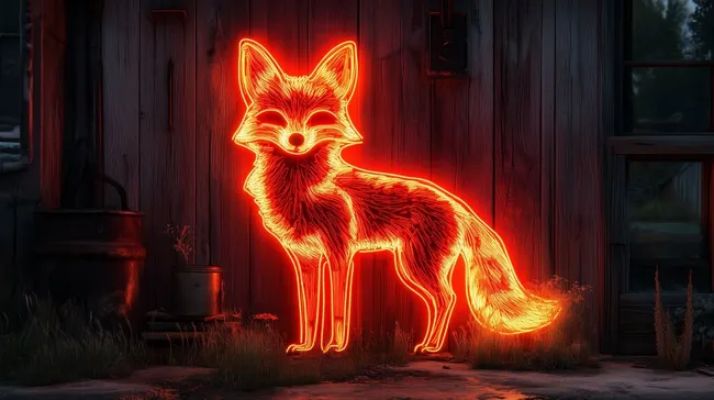 Leuchtender Fuchs in ländlicher Umgebung