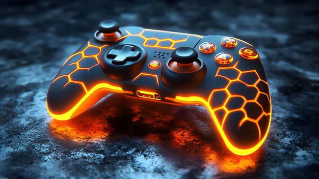 Leuchtender Gaming-Controller mit Wabenmuster