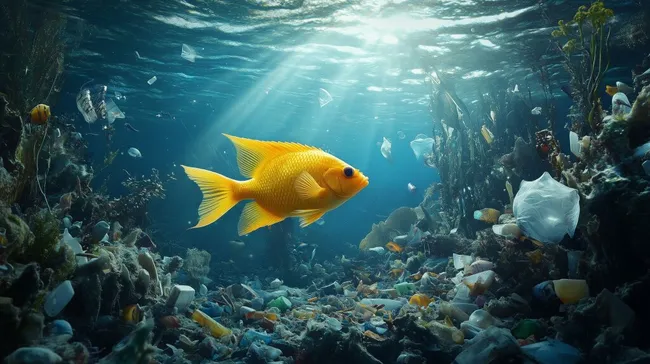 Leuchtender Goldfisch im bunten Korallenriff