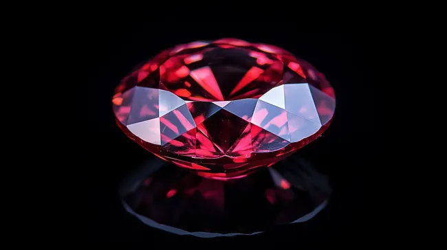 Leuchtender Rubin-Edelstein im Fokus