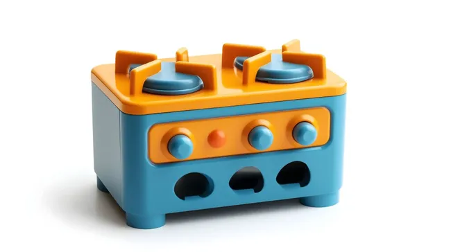 Leuchtender Spielzeugherd in orange und blau